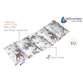 Cherry Stone Pillow 60x20cm 800g 100% Cotton Medi Partners 5-Chamber Eco Natural Heat Pillow Cold Therapy Removable Pillowcase (Deer)