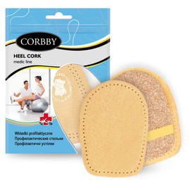 FabaCare Corbby Heel Cork Premium Leather Orthopaedic Heel, Cork Heel Cushion, Heel Wedge Inlay for Comfortable Walking and Running, 1 Pair, 0.5 - 2 cm - Beige -