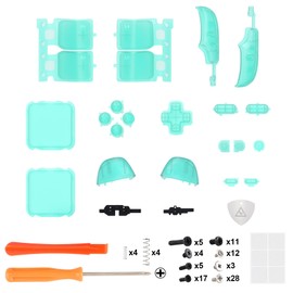 eXtremeRate Emerald Green Replacement Full Set Buttons for Steam Deck, DIY Custom ABXY D-pad Trackpad Bumpers Triggers Button and Screwdriver Tool for Steam Deck LCD Handheld Console - Without Console