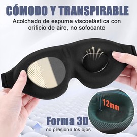 Kit 2pzs Antifaz para Dormir y 2 Pares Tapones Auditivos para Oidos,Sleep Mask 3D,360° De Oscurecimiento, Reducción de Ruido Profunda, Espuma Viscoelástica de Alta Densidad,para Oficina,Viajes (Negro+Negro)