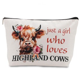 Highland Cow Makeup Bag, Highland Cow Gifts with Zipper, Cow Makeup Bag for Women Girls Cow Lovers