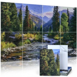 AtawLege 8 Pack Art Acoustic Panels, 48"X32" Self-adhesive Soundproof Wall Panels, Decorative Sound Absorbing Panel, Acoustic Treatment for Studio, Home, Office (Mountain Stream)