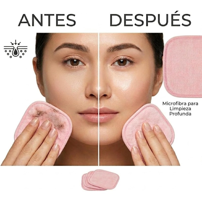 Paños Desmaquillantes Reutilizables, Almohadillas de Microfibra para Limpieza Facial Profunda,