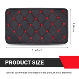 Zikefest Car Center Console Cover, Soft Comfortable PU Leather Armrest Cover, Non Slip and waterproof Car Arm Rest Cover Pad, Car Interior Accessories, Universal for SUV Truck Vehicle (Red)