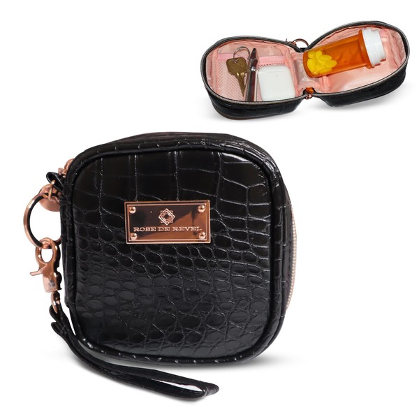 Small Keychain Wallet – Faux Croc Leather Keychain Pouch –