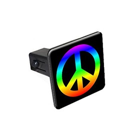 Graphics and More Peace Sign Rainbow Tow Trailer Hitch Cover Plug Insert 2"