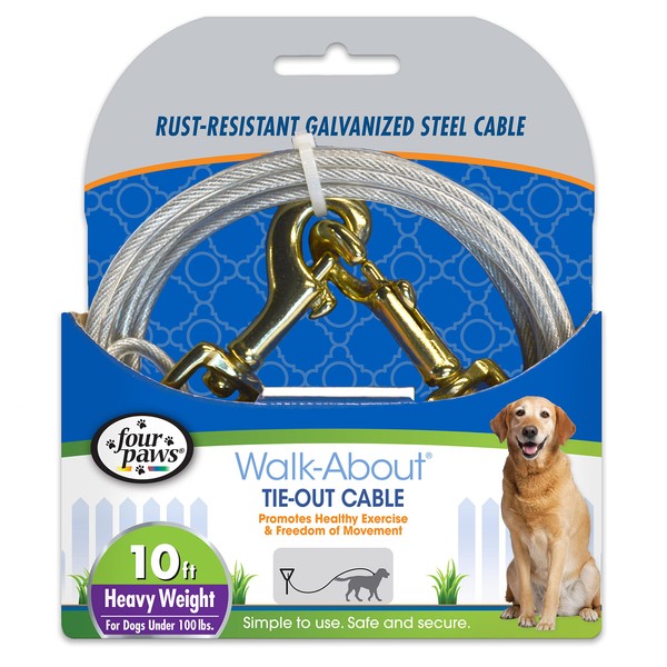 Four Paws Heavy Weight Tie Out Cable Silver 10 Feet