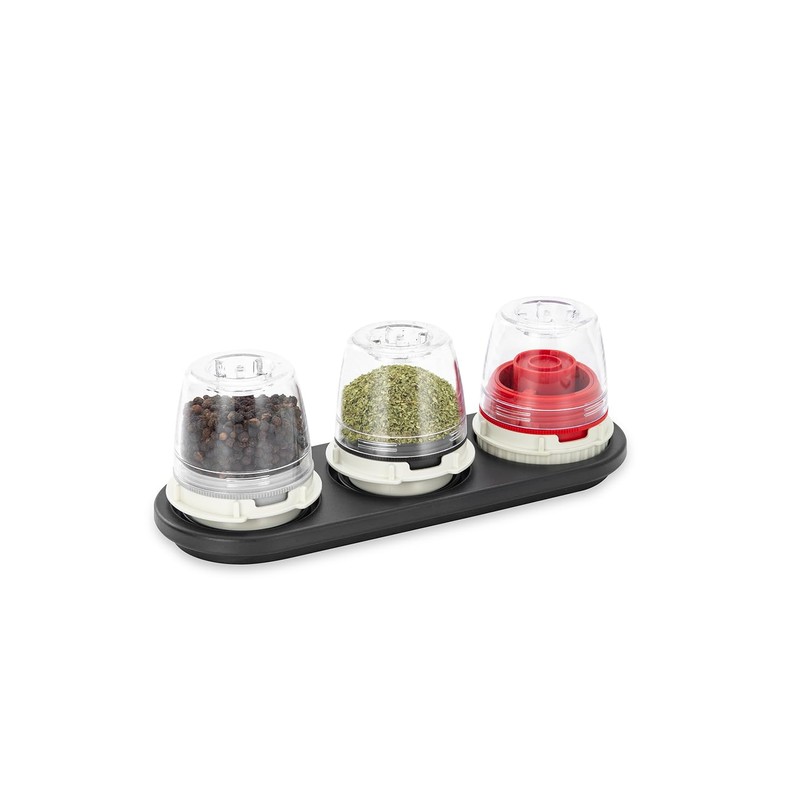 FinaMill Black Trio Stackable Tray – Spice Rack for 3