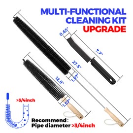Holikme 3 Pieces Dryer Vent Cleaner Kit - Lint Removal Cleaning Tool, Dryer Vent Trap Vacuum Brush, Long Flexible Refrigerator Coil Brush,Crevice Gap Cleaning Tool Brush