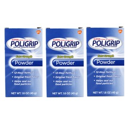 Super PoliGrip Denture Adhesive Powder 1.6 oz (Pack of 3)