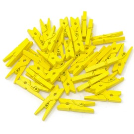 25mm Mini Yellow Wooden Clothes Peg Craft For Vintage Wedding Party Decoration Scrapbook (50)