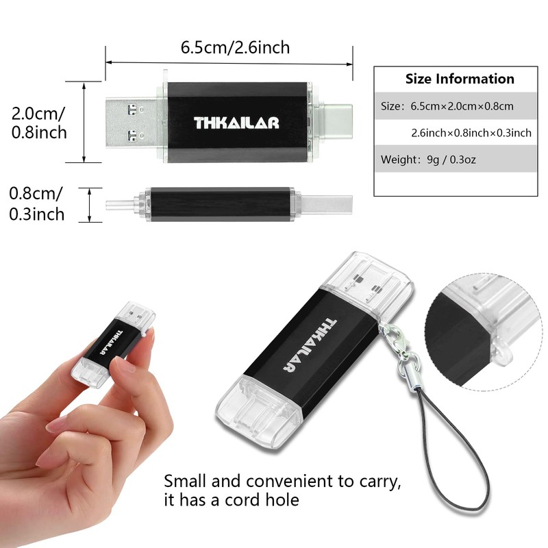 THKAILAR USB C Flash Drive 256GB-USB Flash Drive with Type