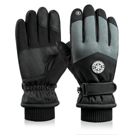 DOFOWORK Ski Gloves Men - Winter Gloves Warm for Men & Women, Waterproof Gloves Touchscreen, Snow Gloves Women, Black & Gray