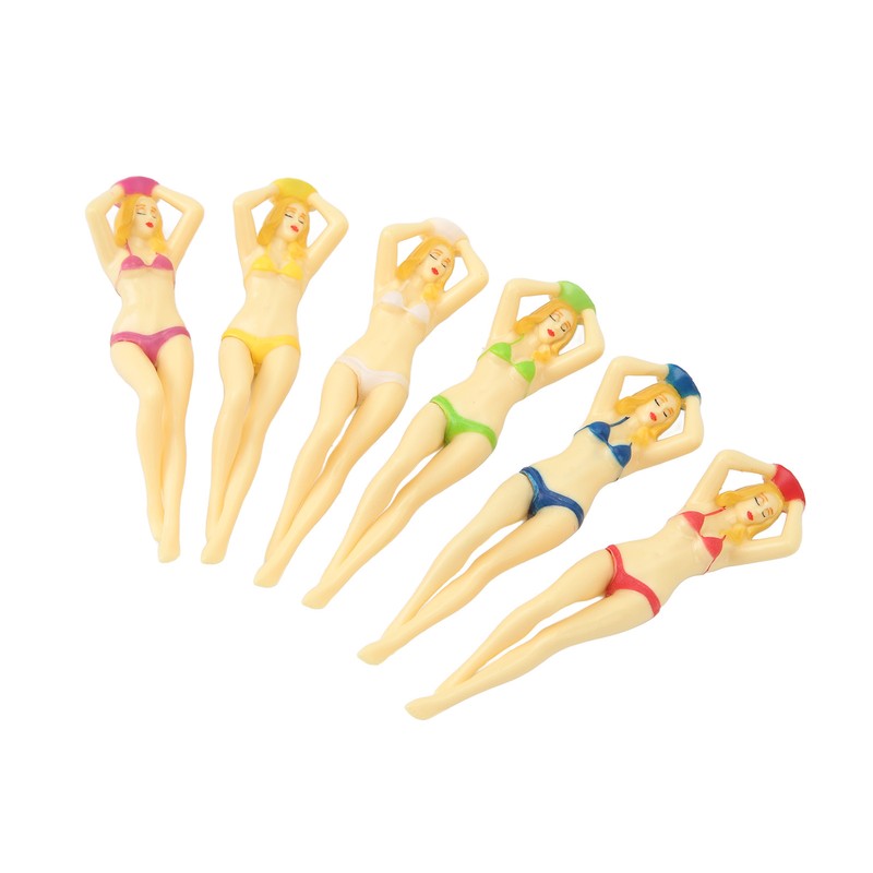 6PCS Funny Golf Tees Plastic Lady Bikini Girl Golf Tees