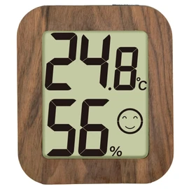 Shinwa 73235 Sokutei Digital Temperature and Hygrometer, Environmental Checker, Wooden, Dark Brown