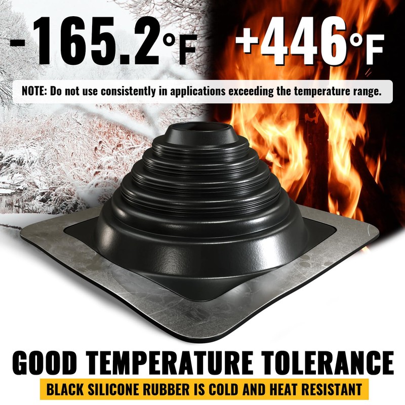 VIVIDA #4 Silicone Metal Roof Pipe Boot, High Temp Flexible