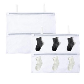 OCENYU Laundry Bag for Socks, 6 Pockets, 2 Packs of Socks, 21.7 x 19.7 inches (55 x 50 cm), Non-Fluorescent Antibacterial Laundry Net with Honeycomb Mesh Construction Durable