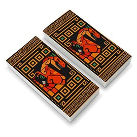 Geometric Velociraptor Raptor Dinosaur Aztec Mayan Style Eraser Set of 2