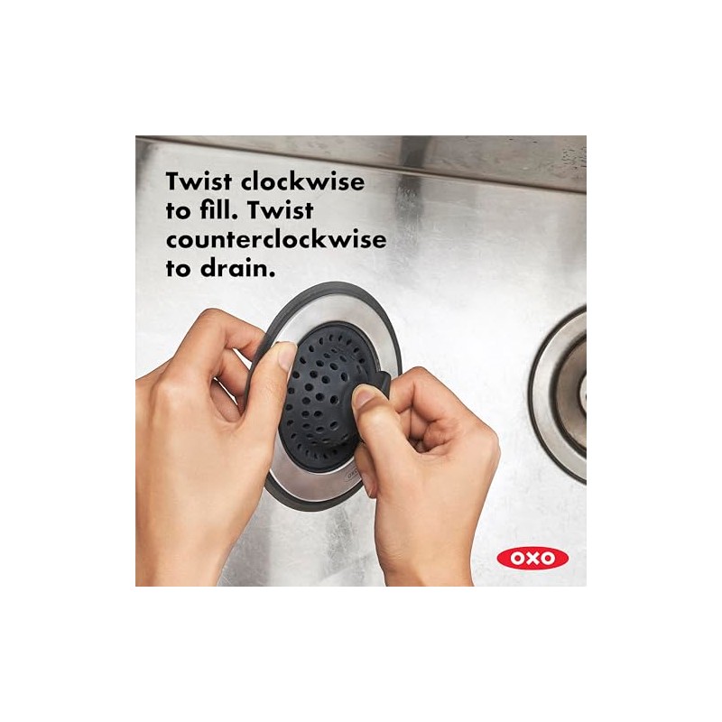 OXO 13259500 Coladera/Tapón Tarja Acero/Silicón, 18 cm