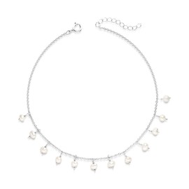 MATERIA by Matthias Wagner CO-56 Women's Choker Necklace 925 Silver with Small Pearls White, Pearl
