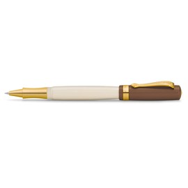 Kaweco STUDENT Gel/Ballpoint Pen 20's Jazz I Pen Including 0.7 mm Rollerball Pen Refill in Classic Design with Ceramic Ball in Brown & Creme with Golden Details I Acrylic Gel Roller 16 cm