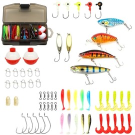 Kilitn Fishing Lures Kit, 152-Piece Tackle Box with Crankbait, Swimbait, Topwater Lure, Soft Bait, Hooks, Jigs, Crankbait Snaps, Fishing Bait Lure Gear Kit for Bass Freshwater Saltwater