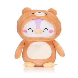 Kawaii Kuties 9.5” / 23cm Purple Penguin in Bear Costume Soft Plush Toy
