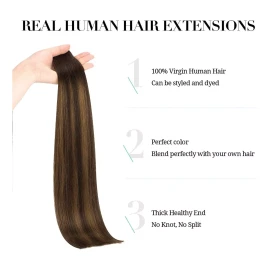 Doores Extensiones Cabello Humano 50gr 14in Balayage Marrón Oscuro