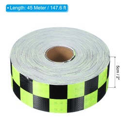 PATIKIL Reflective Tape, 1 Roll 2 Inch x 148 ft Waterproof Self Adhesive High Visibility Caution Warning Safety Tape Outdoor Lattice Reflector for Trucks Trailers Cars, Green Black
