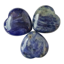 Manekieko Manekieko 3 Pcs Natural Sodalite Pocket Palm Thumb Healing Crystal Heart Love Worry Stones,25mm Reiki Balancing Crystal and Healing Stones