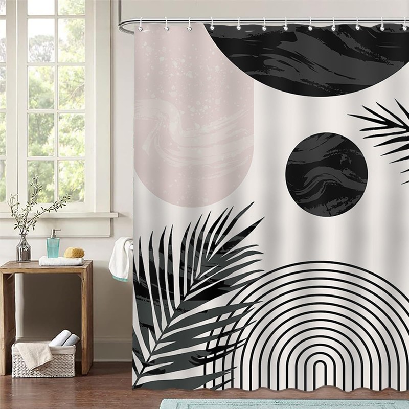 Avezano Mid Century Abstract Shower Curtain Modern Minimalistic Home Bathroom
