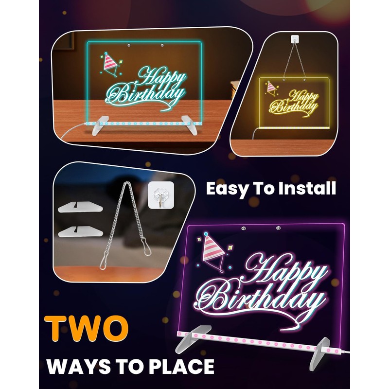 LED Note Board with 7 Colors - 13.8"x10" Acrylic Dry