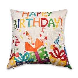 Happy Birthday Throw Pillow Covers for Women Men Birthday Pillowcase for Family Friends Decorative Pillow Cases for Son Daughter Birthday for Mom Dad Pillow Covers Case 18x18 Inches