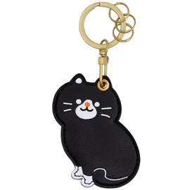 Moerstar Key Holder, Animal Coin Shaped Key Holder, Genuine Leather, Bag Charm, Storage Cover, Protective Case, Multi-functional, Anti-Lost, Fashion, Party Favors, Gift, black cat