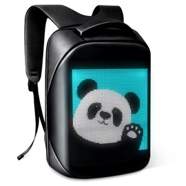 Tesinll Laptop Backpack with LED Display, DIY Fashion Backpack, Waterproof Shoulder Travel Backpack, Gift for Men Women Fits 15.6 Inch Laptop (Black)