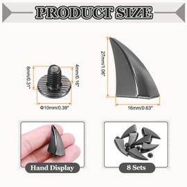 PATIKIL 27mm Spikes and Studs 8 Sets Horn Rivets Screwback Leathercraft Dragon Claw Punk Style Rivet Kit for DIY Custom Craft Clothes, Shoes, Belts, Bags, Collars, Metal Black