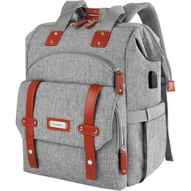 Jiefeike laptop backpack for school，travel， backpack for women, large computer backpack fits 17.3/15.6inch laptop with USB charging port RFID water resistant  for teacher/work/college/nurse/doctor/woman laptop backpack - Color: Grey, Size: 17.3 inch