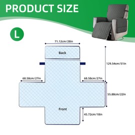 AYYDS Armchair Protector for TV Chair, Waterproof Armchair Cushion with Pockets, 1-Seater Protective Cover for Recliner Chair, Washable Non-Slip Reclining Sofa, Armchair Throw (Dark Grey, L)