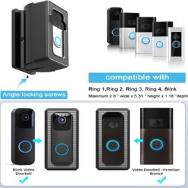 TXG Soporte de vídeo antirrobo, soporte de ángulo de timbre antirrobo de ángulo ajustable, soporte de montaje de cubierta de timbre, no bloquea el sensor del timbre