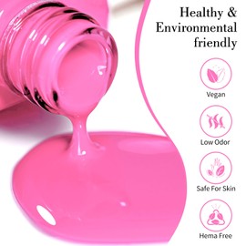 CANNI Pink Gel Polish, 1Pcs 9ML Hot Pink Gel Polish High Gloss Soak Off U V Nail Manicure Salon DIY For Women