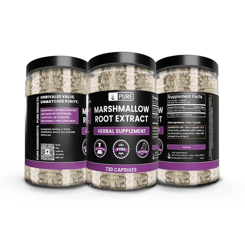 PURE ORIGINAL INGREDIENTS Marshmallow Root (730 Capsules) No Magnesium or