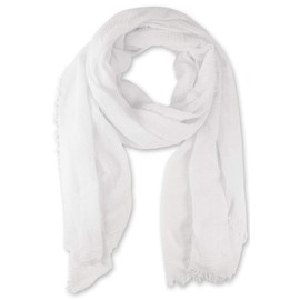 Fashionchimp® Women's Basic Scarf in Trendy Colours with Soft Fringed Hem - pure white