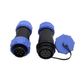 HangTon Weipu SP13 7 Pin Connector 5A Power Aviation Circular Threaded Solder Socket Plug, 18AWG Wire, 13mm Cutout