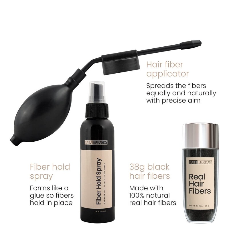 Hair Illusion Combo Kit - Hold Spray, 38g Hair Fiber