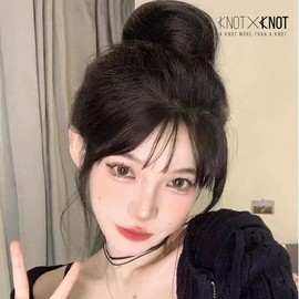 Other brands [Trial Special][Brand X] Color Bridge Bun Artificial Wig Hair Tie - Ash Blue / [체험특가][브랜드엑스] 컬러 브릿지 똥머리 인조 가발 머리끈 - 애쉬블루