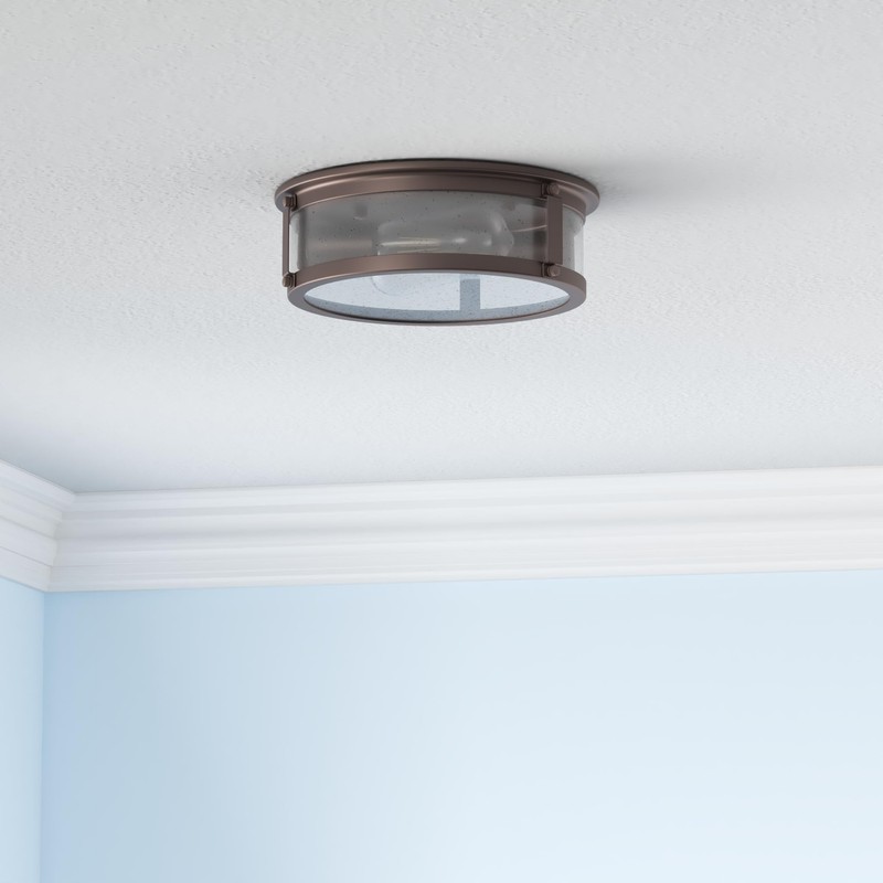 FOITTON 2Pack Industrial Flush Mount Light Fixture, 2-Light Farmhouse Ceiling
