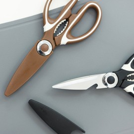 [Best Deco] Double-handle kitchen scissors, kitchen scissors, kitchen scissors, scissors sheath, two-hand scissors, double-handle kitchen scissors_brown / [베스트데코] 더블핸들 주방 가위 주방가위 주방용가위 가위집 양손가위, 더블핸들 주방 가위_브라운