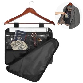 Hanger Diversion Safe Bag, Hidden Safes Pocket for Cash, Waterproof disguised safe Storage, Secret Document Holder Compartment to Stash Jewelry Doc for Home Travel Dorm &Hotel under Clothing(BLACK)