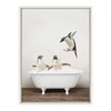 Kate and Laurel Sylvie Penguins Playing in Rustic Bath Framed