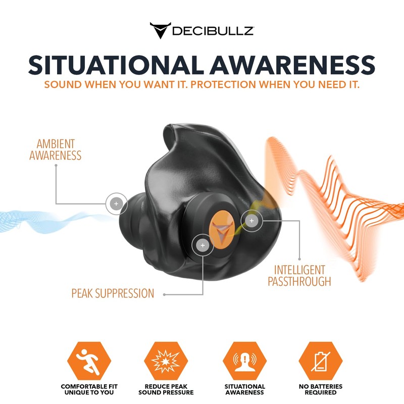 Decibullz Percussive Moldable Earplugs for Hunting & Shooting, Gun Range